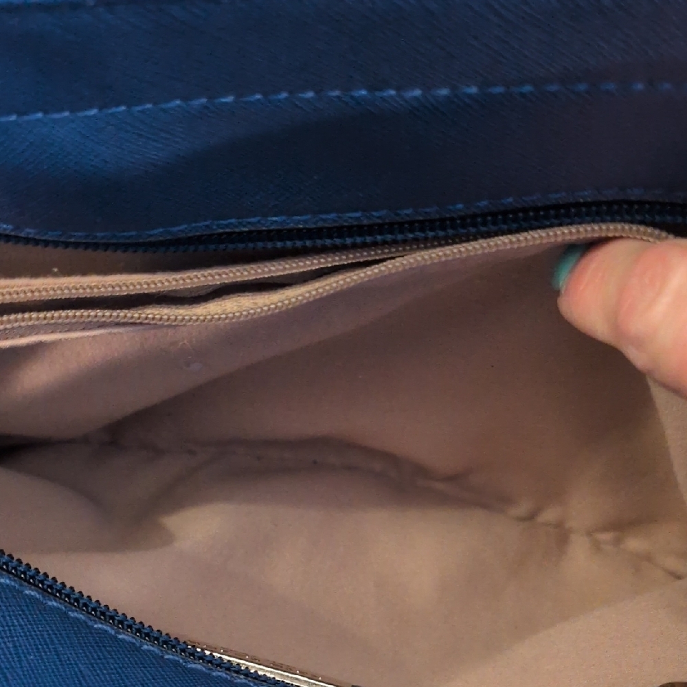 kate spade navy blue tote with gold plaque - Picture 12 of 16